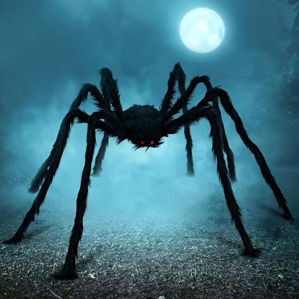 Black 5 ft Hairy Scary Giant Spider for Halloween Outdoor Decoration